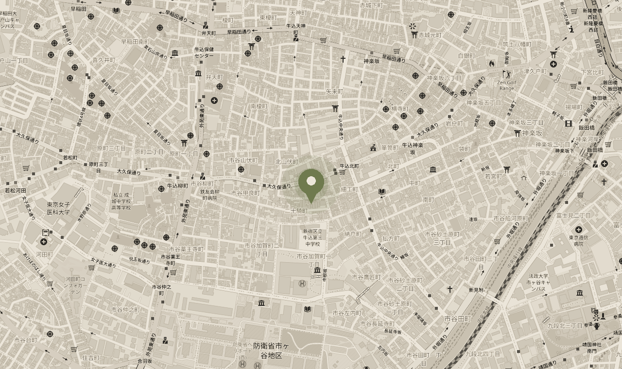 Map to 新宿区 (南山伏町3-5 Win Court神乐坂1F)